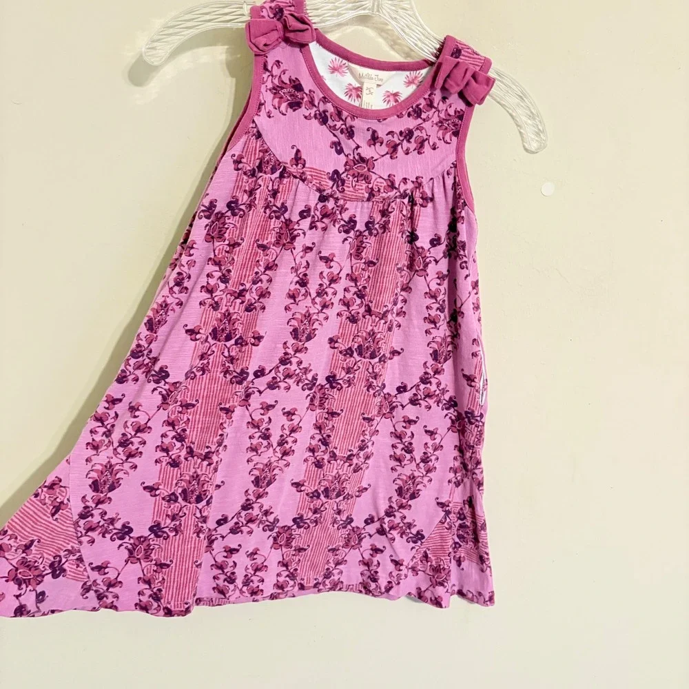 Matilda Jane Girls Clearwater Pink Floral Bow Sleeveless Dress Size 8